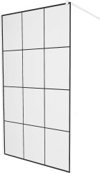 MEXEN/S - KIOTO Sprchová zástěna WALK-IN 100 x 200, transparent/černý vzor 8 mm, bílá (800-100-101-20-77)