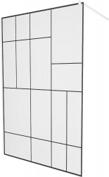 MEXEN/S - KIOTO Sprchová zástěna WALK-IN 110 x 200, transparent/černý vzor 8 mm, bílá (800-110-101-20-78)