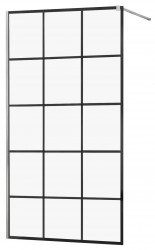 MEXEN/S - KIOTO Sprchová zástěna WALK-IN 110x200 cm 8 mm, chrom, černý vzor 1 (800-110-101-01-77)