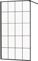 MEXEN/S - KIOTO Sprchová zástěna WALK-IN 130x200 cm 8 mm, černá, černý vzor 1 (800-130-101-70-77)