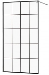 MEXEN/S - KIOTO Sprchová zástěna WALK-IN 130x200 cm 8 mm, chrom, černý vzor 1 (800-130-101-01-77)