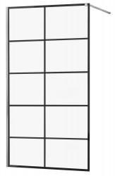 MEXEN/S - KIOTO Sprchová zástěna WALK-IN 70x200 cm 8 mm, chrom, černý vzor 1 (800-070-101-01-77)