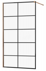 MEXEN/S - KIOTO Sprchová zástěna WALK-IN 70x200 cm 8 mm, růžové zlato, černý vzor 1 (800-070-101-60-77)