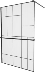 MEXEN/S - KIOTO Sprchová zástěna WALK-IN s poličkou a držákem ručníků 100 x 200, transparent/černá 8 mm, černá (800-100-121-70-78)