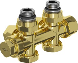 MEXEN - úhlový/rovný radiátorový ventil, Duplex, DN50, zlatá (W908-000-50)