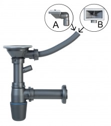 NOVASERVIS - Sifon pro dřez s přepadem, 89 mm, plast (NSP89)