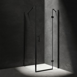 OMNIRES - MANHATTAN čtvercový sprchový kout s křídlovými dveřmi, 80 x 80 cm černá mat / transparent /BLMTR/ (MH8080BLTR)