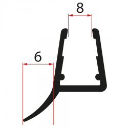 POLYSAN - Spodní těsnění na dveře, sklo 8, 1000, černá (NDRL01B)