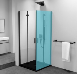 POLYSAN - ZOOM BLACK sprchové dveře skládací 700, čiré sklo, levé (ZL4715BL)