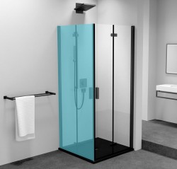 POLYSAN - ZOOM BLACK sprchové dveře skládací 700, čiré sklo, pravé (ZL4715BR)