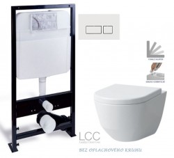 PRIM předstěnový instalační systém s bílým  tlačítkem  20/0042 + WC LAUFEN PRO LCC RIMLESS + SEDÁTKO (PRIM_20/0026 42 LP2)