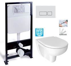 PRIM předstěnový instalační systém s chromovým matným tlačítkem  20/0040 + WC JIKA LYRA PLUS RIMLESS  + SEDÁTKO DURAPLAST SLOWCLOSE (PRIM_20/0026 40 LY2)