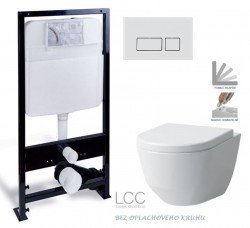 PRIM předstěnový instalační systém s chromovým matným tlačítkem  20/0040 + WC LAUFEN PRO LCC RIMLESS  + SEDÁTKO (PRIM_20/0026 40 LP2)