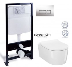 PRIM předstěnový instalační systém s chromovým tlačítkem  20/0041 + WC CERSANIT INVERTO + SEDÁTKO DURAPLAST SOFT-CLOSE (PRIM_20/0026 41 IN1)