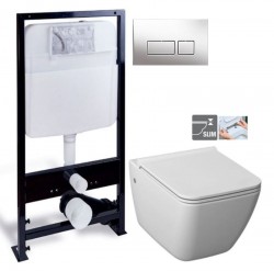 PRIM předstěnový instalační systém s chromovým tlačítkem  20/0041 + WC JIKA PURE + SEDÁTKO DURAPLAST (PRIM_20/0026 41 PU1)