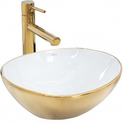 REA - Umyvadlo na desku Sofia mini GOLD / WHITE Shiny (REA-U6334)