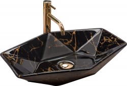 REA - Umyvadlo na desku Vegas Black Marble Shiny (REA-U5603)