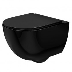 REA - Závěsná WC mísa včetně sedátka Carlo Mini Rimless Flat černá (REA-C8936)