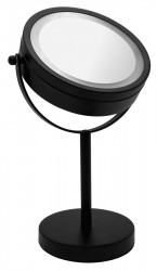 RIDDER - DAISY kosmetické zrcátko na postavení LED, Ø 150 oboustranné, černá (03111010)
