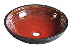 SAPHO - ATTILA keramické umyvadlo, průměr 43cm, tomatová červeň/petrolejová (DK007)