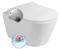 SAPHO - AVVA CLEANWASH závěsná WC mísa, Rimless, s bidetovou sprškou, 35,5x53cm, bílá (100312)