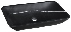 SAPHO - BLOK kamenné umyvadlo na desku, 60x35 cm, matný černý Marquin (2401-39)