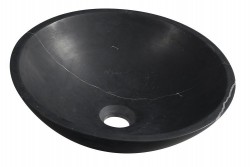 SAPHO - BLOK kamenné umyvadlo na desku Ø 40 cm, matný černý Marquin (2401-35)