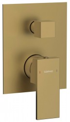 SAPHO - CUBEMIX podomítková sprchová baterie, 2 výstupy, zlato mat (CM042GB)