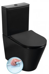 SAPHO - PACO RIMLESS WC kombi mísa s nádržkou, spodní/zadní odpad, černá mat (PC1012WRB)