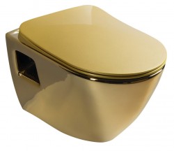 SAPHO - PAULA závěsná WC mísa, 35,5x50cm, zlatá (TP325-AK00)