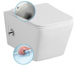 SAPHO - PORTO CLEANWASH závěsná WC mísa Rimless, integrovaná baterie a bidet. sprška, 36x5cm, bílá (PZ102RX)