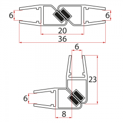 SAPHO - Set magnetických těsnění 45°pro sklo 6/6, 1900 (NDAE10)