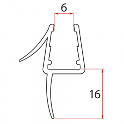 SAPHO - Spodní těsnění dveře čtvrtkruh, 6, 690 (NDGL6590)