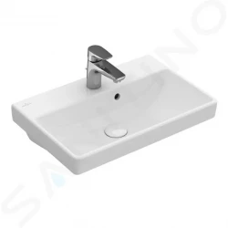 VILLEROY & BOCH - Avento Umyvadlo Compact 550x370 mm, s přepadem, otvor pro baterii, CeramicPlus, Stone White (4A0055RW)