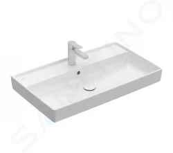 VILLEROY & BOCH - Collaro Umyvadlo nábytkové 800x470 mm, s přepadem, otvor pro baterii, CeramicPlus, Stone White (4A3380RW)