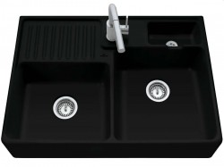 VILLEROY & BOCH - Keramický dřez Double-bowl sink Ebony modulový   895 x 630 x 220 bez excentru (632391S5)