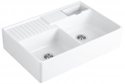 VILLEROY & BOCH - Keramický dřez Double-bowl sink Stone white modulový   895 x 630 x 220 bez excentru (632391RW)