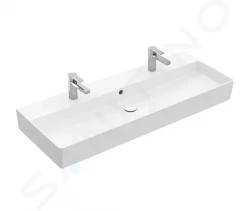 VILLEROY & BOCH - Memento 2.0 Dvojumyvadlo nábytkové 1200x470 mm, s přepadem, 2 otvory pro baterii, CeramicPlus, alpská bílá (4A22CKR1)