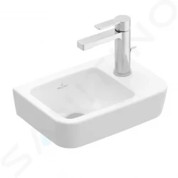 VILLEROY & BOCH - O.novo Umývátko Compact 360x250 mm, bez přepadu, 1 otvor pro baterii vpravo, alpská bílá (43433701)