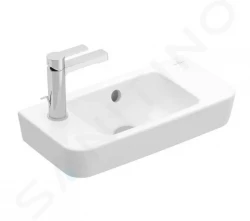 VILLEROY & BOCH - O.novo Umývátko Compact 500x250 mm, s přepadem, 1 otvor pro baterii vlevo, CeramicPlus, alpská bílá (4342L5R1)