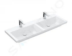 VILLEROY & BOCH - Subway 3.0 Dvojumyvadlo nábytkové 1300x470 mm, bez přepadu, otvory pro baterie, CeramicPlus, alpská bílá (4A71D1R1)